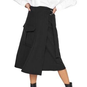 Brand NWT! PixieGirl Midi Utility Wrap Skirt, black. Size 4.